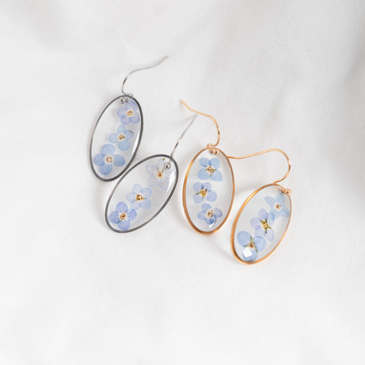 Forget Me Not Oval Earrings