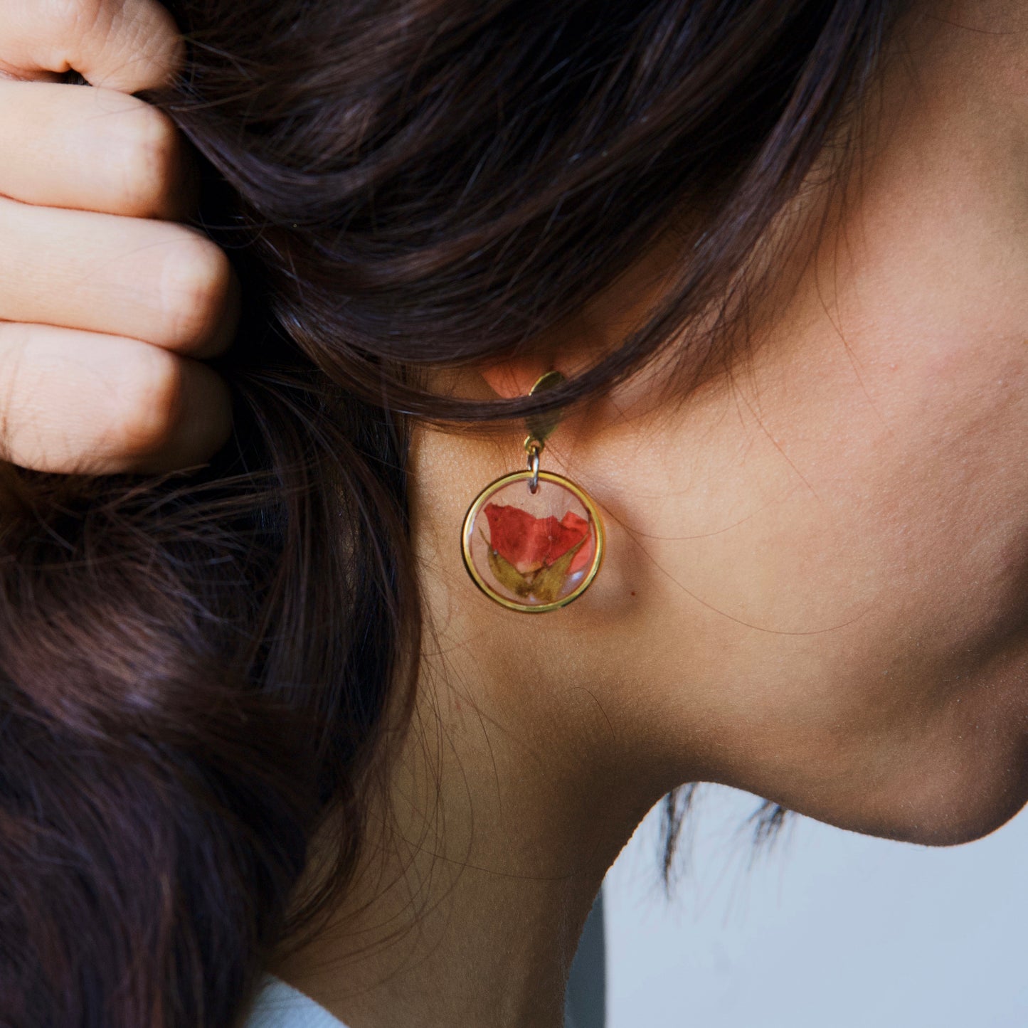 Rose Ring Earrings in Gold