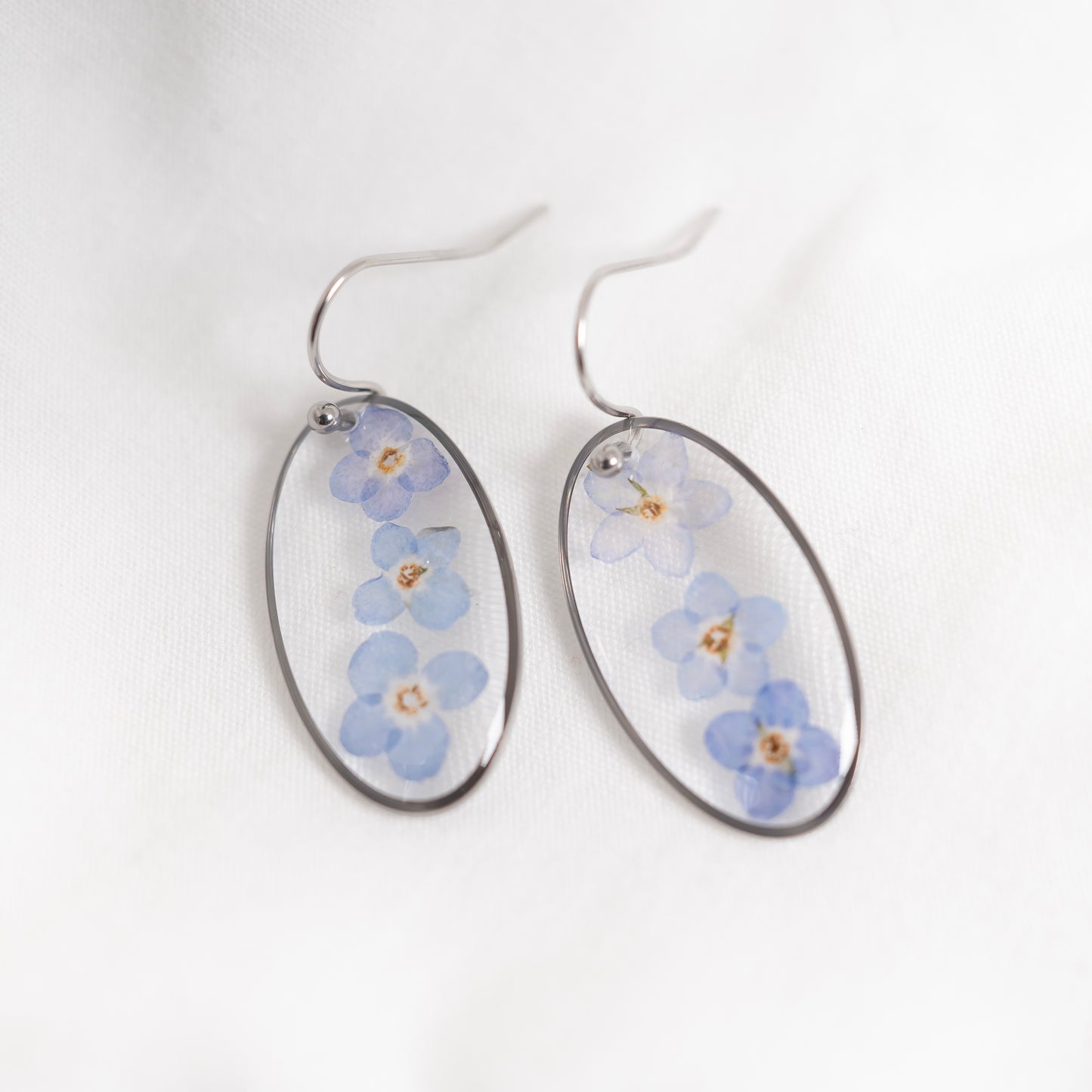 Forget Me Not Oval Earrings