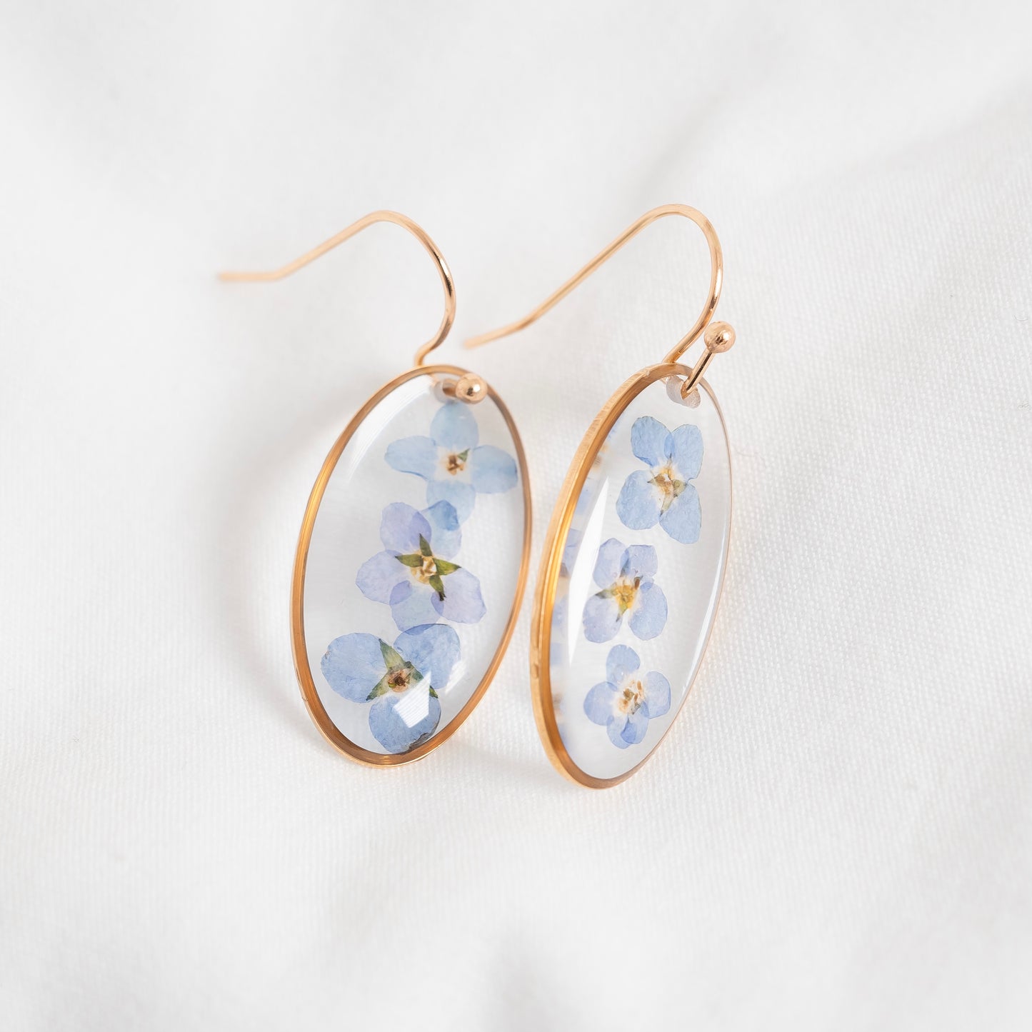 Forget Me Not Oval Earrings