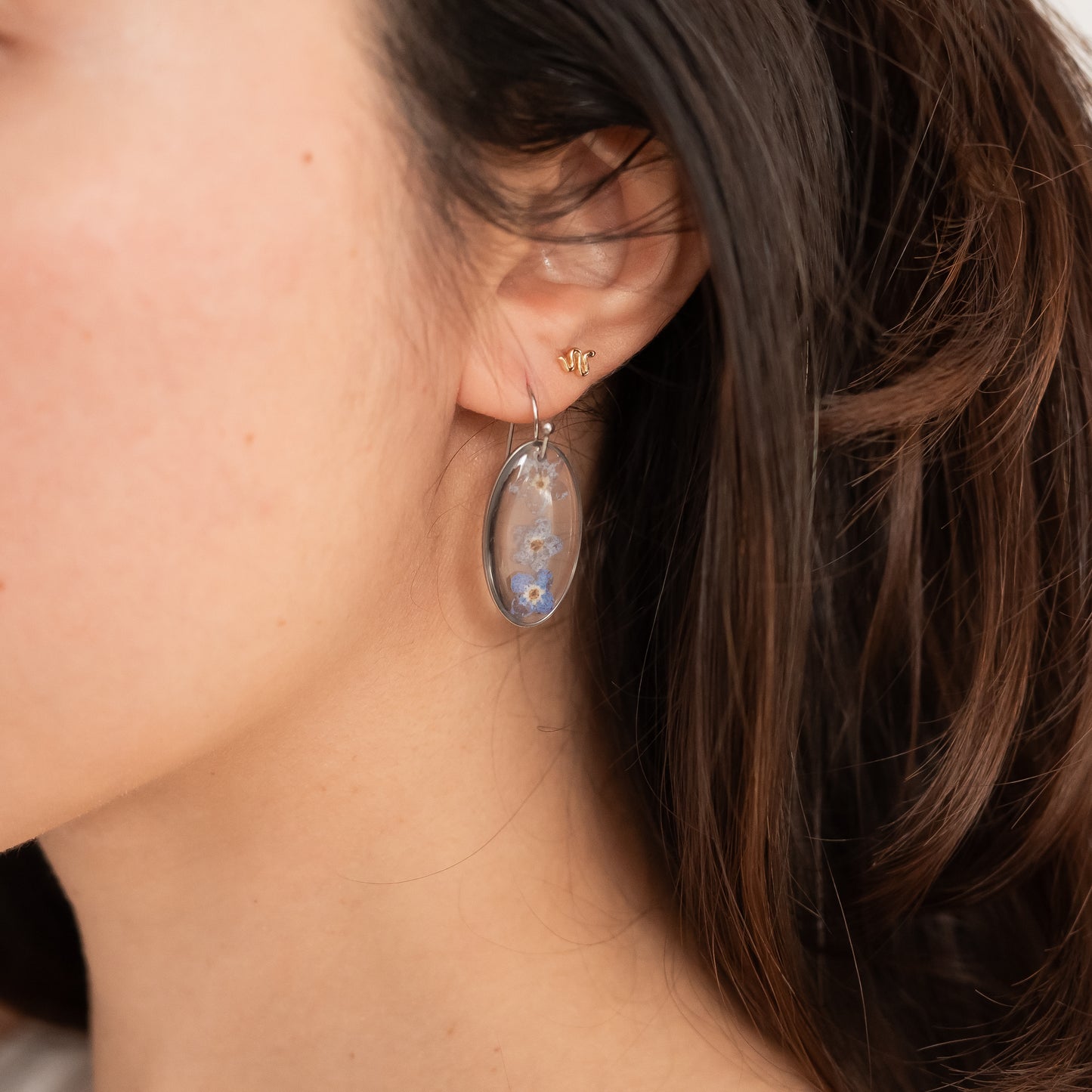 Forget Me Not Oval Earrings