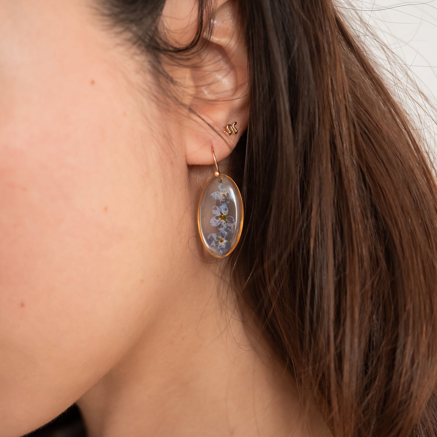 Forget Me Not Oval Earrings